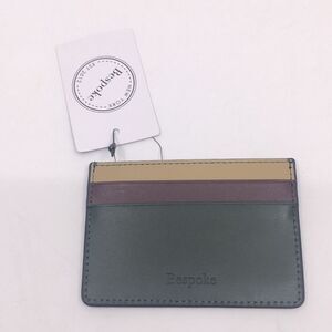NWT Bespoke Unisex Dark Green Colorblock Leather Card Holder Wallet